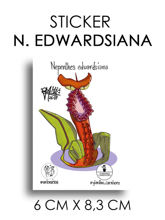 STICKER NEPENTHES EDWARDSIANA  6 CM X 8,3 CM