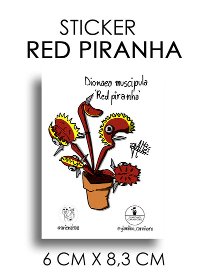 STICKER DIONAEA RED PIRANHA 6 CM X 8,3 CM