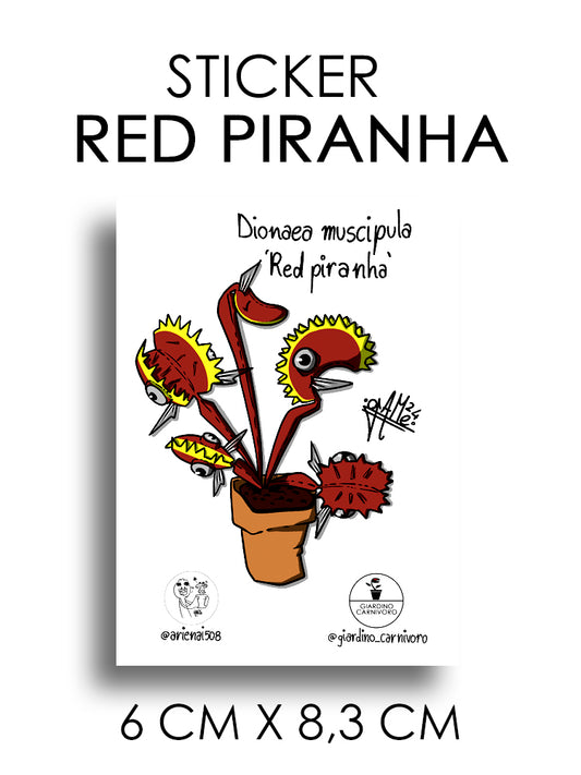 STICKER DIONAEA RED PIRANHA 6 CM X 8,3 CM