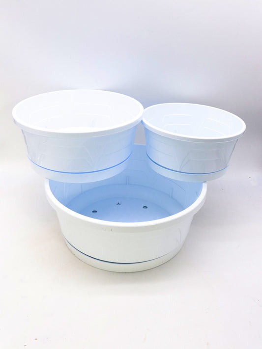 Niedrige Vase Durchmesser 20 cm mit Untertasse