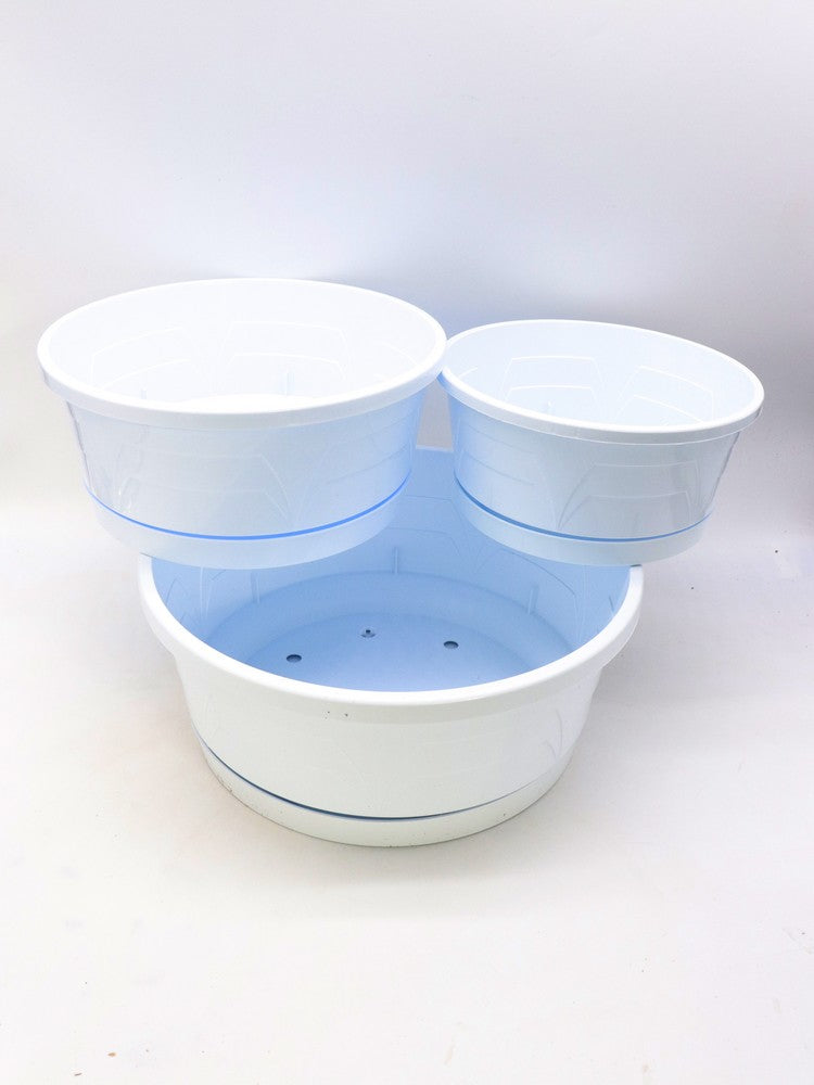 Niedrige Vase Durchmesser 25 cm mit Untertasse